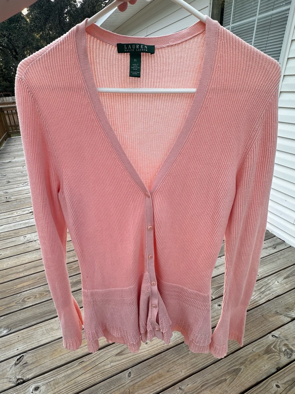 Lauren Ralph Lauren Soft Pink V-Neck Button Cardigan
